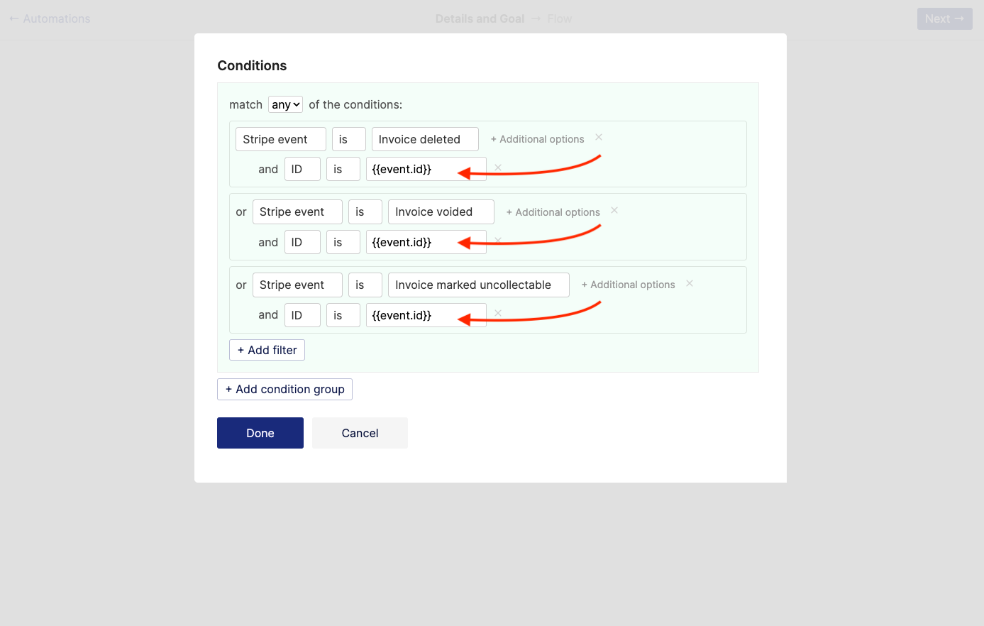 Personalization tags used in automation exit condition