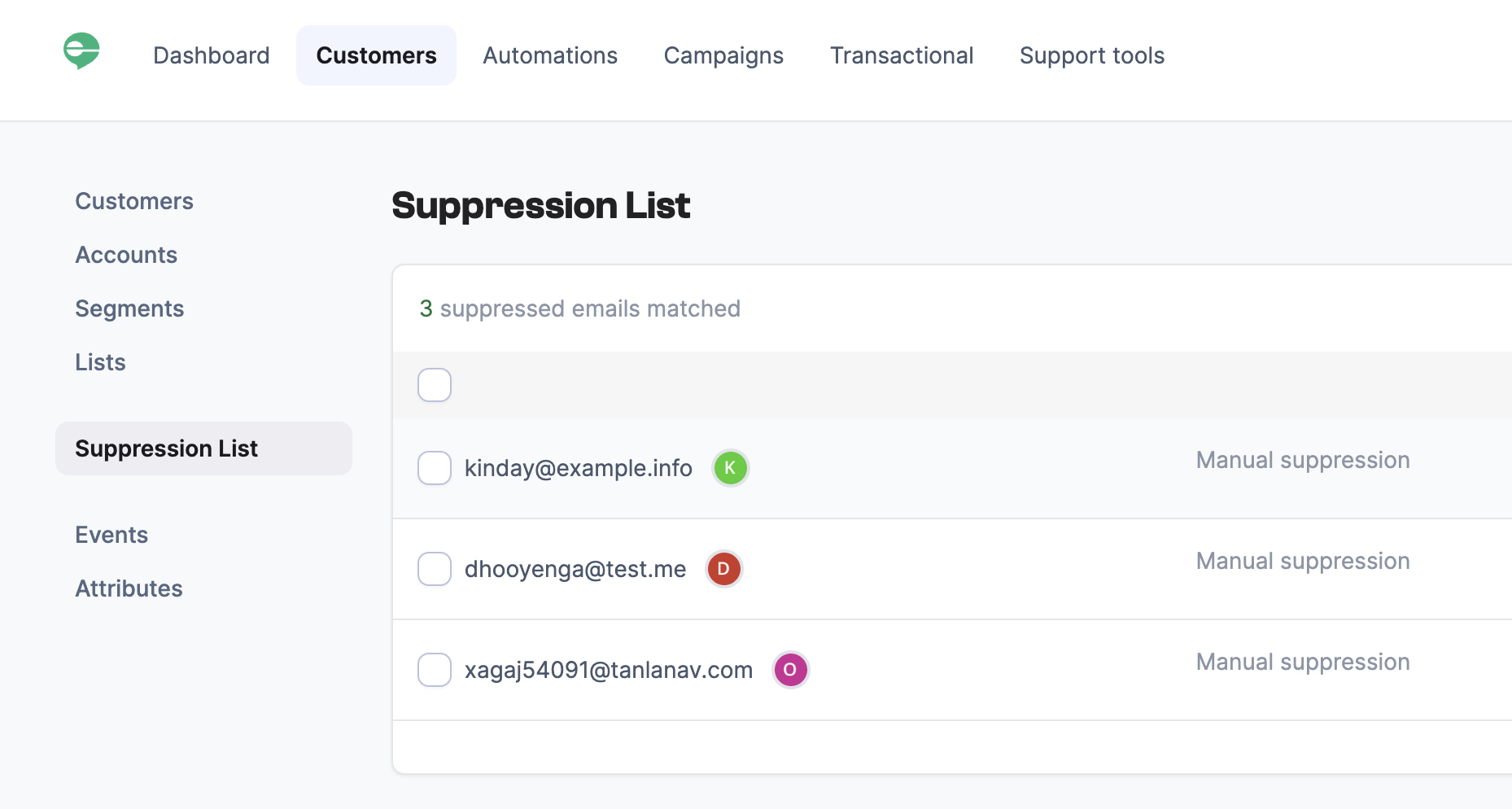 Suppression List