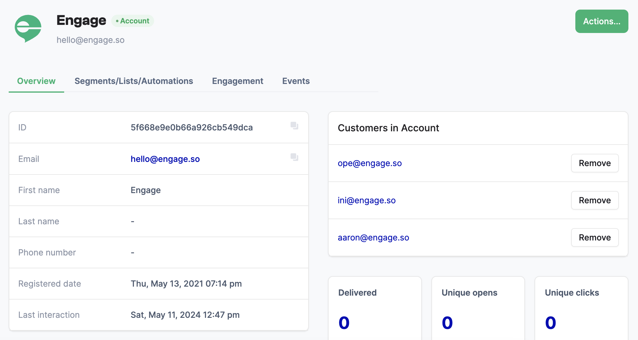 An example account profile