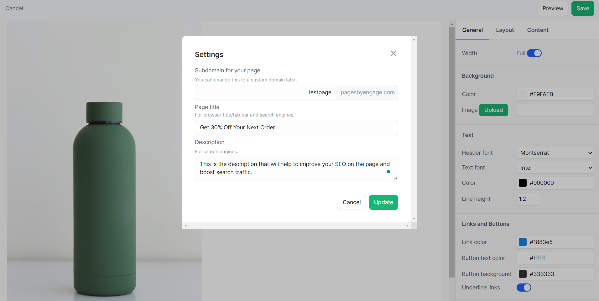 Set page title and link