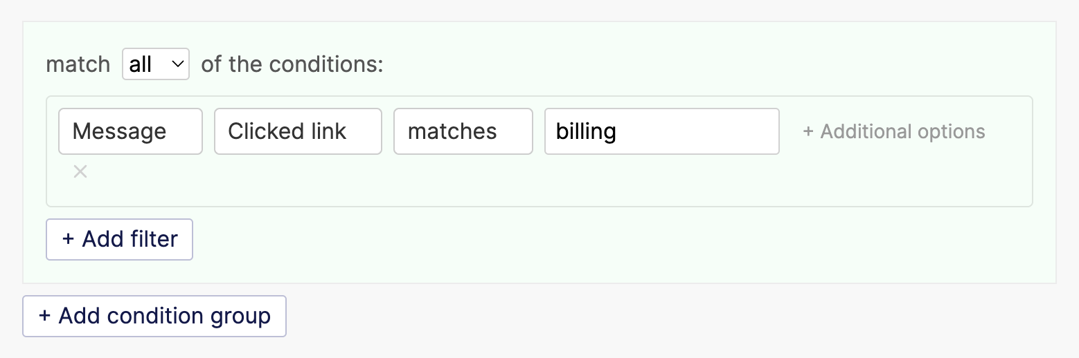 Create a filter by a clicked link