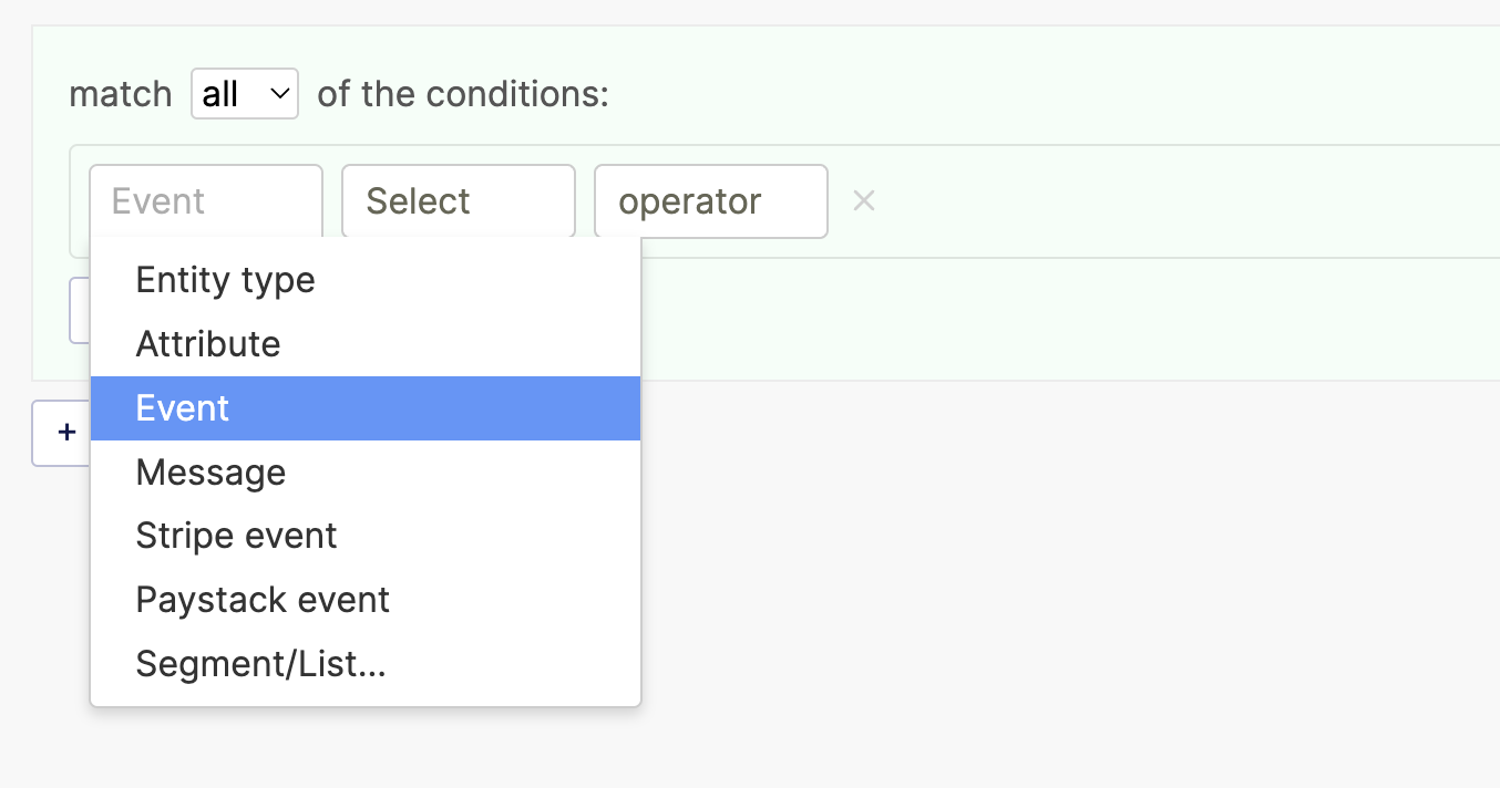 Select Event from the filter category